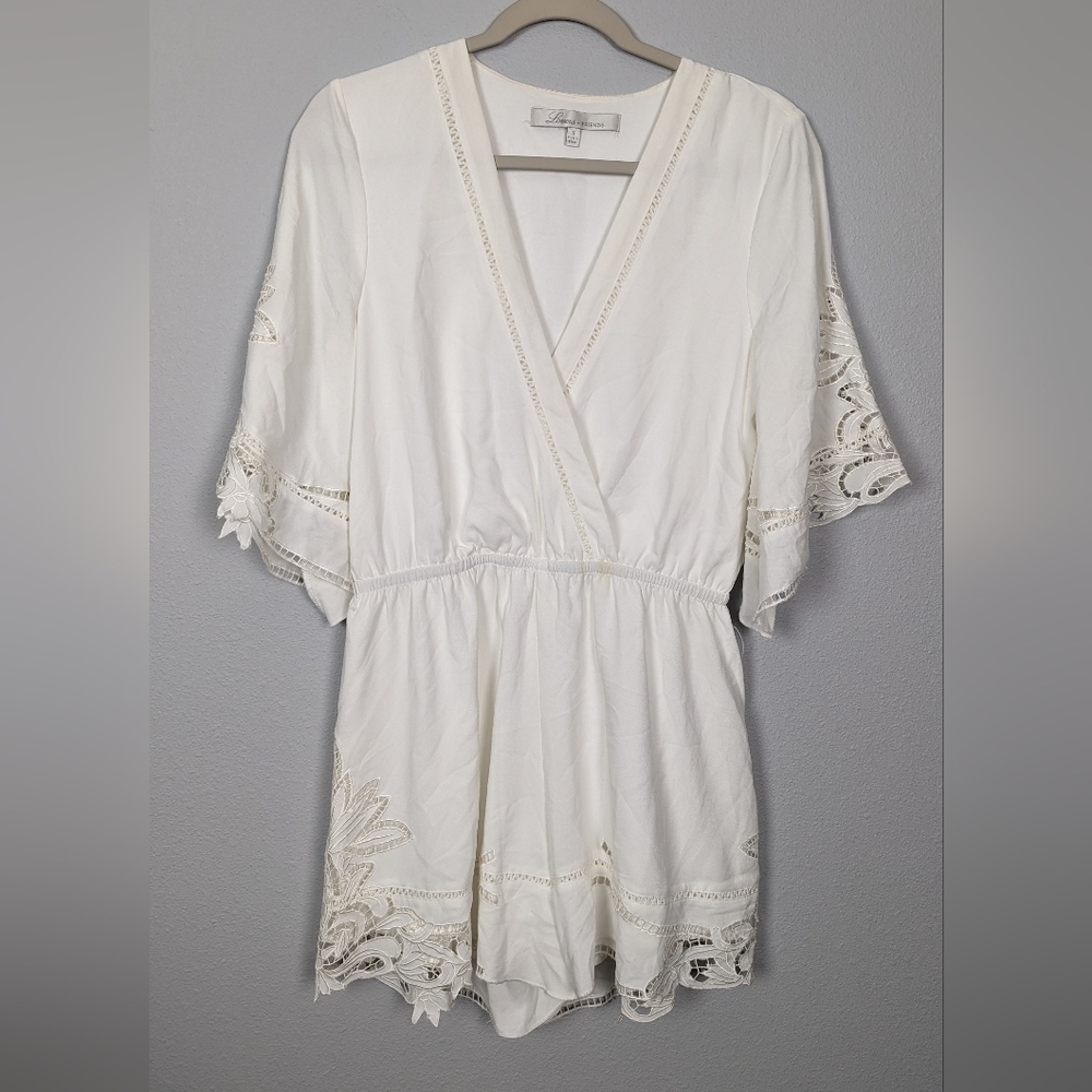 Lovers + Friends Brixton Romper Lace White Kimono Flutter Sleeve Size Small